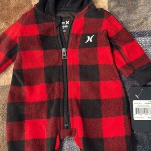 Hurley Kids Red and Black Plaid Footie